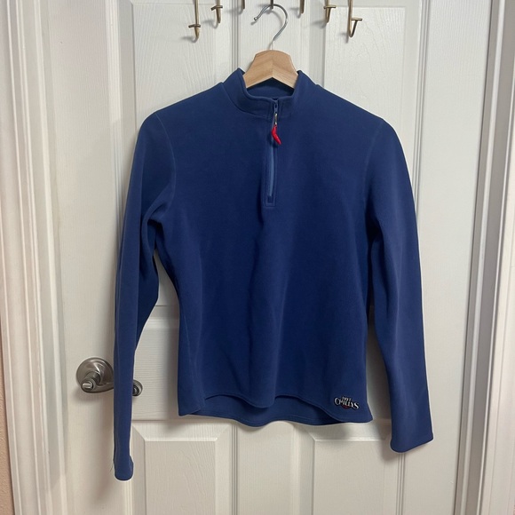 Women's Blue Half-Zip Fleece Pullover - Picture 1 of 9